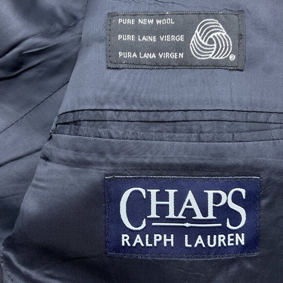 Ralph Lauren Chaps Suit Men 46R Blue Plaid Wool Classic Jacket Union Canada VTG - Picture 11 of 14